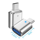 3 PCS USB 3.0 Female to USB-C / Type-C Male OTG Adapter with Indicator Light(Silver)