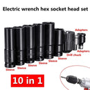 10 In 1 Hexagonal Long Sleeve Set Electric Ratchet Wrench Auto Repair Sleeve Tool