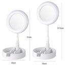 Multifunctional LED Three-Tone Light Retractable Makeup Mirror(White)
