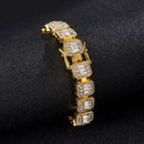 NL075H Street Hip Hop Square Rock Candy Necklace Bracelet, Size: 18cm (Gold)