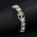 NL075H Street Hip Hop Square Rock Candy Necklace Bracelet, Size: 18cm (Silver)