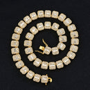 NL075H Street Hip Hop Square Rock Candy Necklace Bracelet, Size: 45cm (Gold)