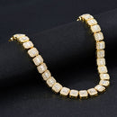 NL075H Street Hip Hop Square Rock Candy Necklace Bracelet, Size: 45cm (Gold)