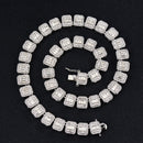 NL075H Street Hip Hop Square Rock Candy Necklace Bracelet, Size: 45cm (Silver)