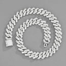 NL021Z Alloy Micro-Inlaid Zircon Cuban Necklace, Size: 18cm (Silver)