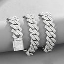 NL021Z Alloy Micro-Inlaid Zircon Cuban Necklace, Size: 21cm (Silver)