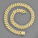 NL021Z Alloy Micro-Inlaid Zircon Cuban Necklace, Size: 45cm (Gold)