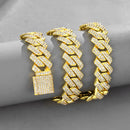 NL021Z Alloy Micro-Inlaid Zircon Cuban Necklace, Size: 45cm (Gold)