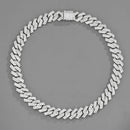 NL021Z Alloy Micro-Inlaid Zircon Cuban Necklace, Size: 45cm (Silver)
