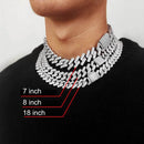 NL021Z Alloy Micro-Inlaid Zircon Cuban Necklace, Size: 45cm (Silver)