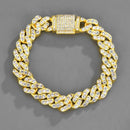 NL023 11mm Zircon Hip Hop Necklace, Size: 45cm (Gold)