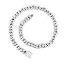 NL023 11mm Zircon Hip Hop Necklace, Size: 45cm (Silver)