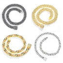 NL023 11mm Zircon Hip Hop Necklace, Size: 45cm (Colorful)