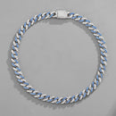 NL023 11mm Box Buckle Hip Hop Necklace, Size: 50cm (White Blue)