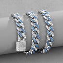 NL023 11mm Box Buckle Hip Hop Necklace, Size: 50cm (White Blue)