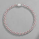 NL023 11mm Box Buckle Hip Hop Necklace, Size: 50cm (Pink White)