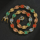 NL012 12mm Pig Nose Coffee Bean Hip Hop Necklace, Size: 8 Inches (Gold Colorful Diamond)