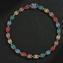 NL012 12mm Pig Nose Coffee Bean Hip Hop Necklace, Size: 24 Inches (Silver White Diamond)