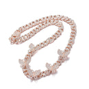 HPS0008 Box Buckle Butterfly Hip Hop Cuban Necklace, Size: 18 Inches (Rose Gold)
