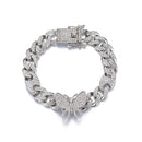 HPS0008 Box Buckle Butterfly Hip Hop Cuban Necklace, Size: 20 Inches (White Gold)