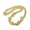 HPS0008 Box Buckle Butterfly Hip Hop Cuban Necklace, Size: 20 Inches (Gold)