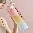 1000ml Large Capacity Gradient ColorsPlastic Sports Water Cup(Sky Blue)