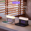 S26 3 in 1 Mobile Phone Wireless Charger with Clock & Night Light(Black)