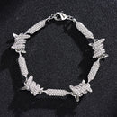 NL098 Diamond Three-Dimensional Wire Necklace, Size: 8 Inches (Silver)