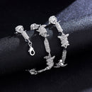 NL098 Diamond Three-Dimensional Wire Necklace, Size: 8 Inches (Silver)