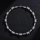 NL098 Diamond Three-Dimensional Wire Necklace, Size: 18 Inches (Silver)