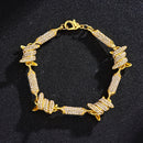 NL098 Diamond Three-Dimensional Wire Necklace, Size: 8 Inches (Gold)