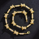 NL098 Diamond Three-Dimensional Wire Necklace, Size: 8 Inches (Gold)