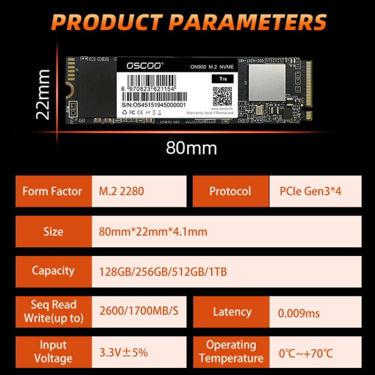 OSCOO ON900 NVME SSD Solid State Drive, Capacity: 256GB
