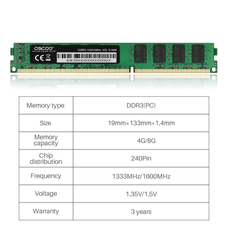 OSCOO DDR3 MEMORY Computer Memory, Memory Capacity: 8GB