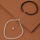 2 PCS BT194-1 Minimalist Pearl Anklet Personality Long Body Chain Accessories(White)