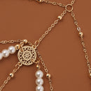 2 PCS BT194-1 Minimalist Pearl Anklet Personality Long Body Chain Accessories(White)