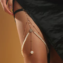 2 PCS BT194-1 Minimalist Pearl Anklet Personality Long Body Chain Accessories(White)