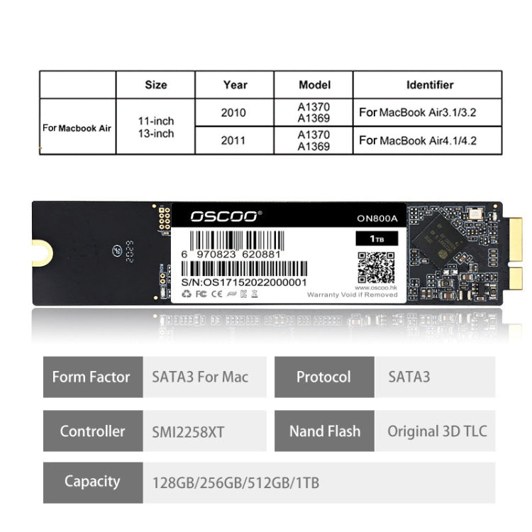 OSCOO ON800A SSD Computer Solid State Drive for Macbook, Capacity: 512GB