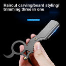 2 PCS Manual Men Stainless Steel Ring Razor Without Blade(Gold)