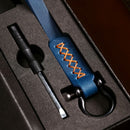 A001 Car Keychain Leather Long Key Rope(Crazy Horse Blue)