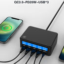 618 QC3.0 + PD20W + 3 x USB Ports Charger with Smart LCD Display, UK Plug (Black)