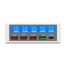 618 QC3.0 + PD20W + 3 x USB Ports Charger with Smart LCD Display, EU Plug (White)
