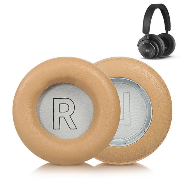 1 Pair Genuine Leather Sponge Earmuffs For BO BeoPlay H7 / H9 / H9i 3rd(Apricot)