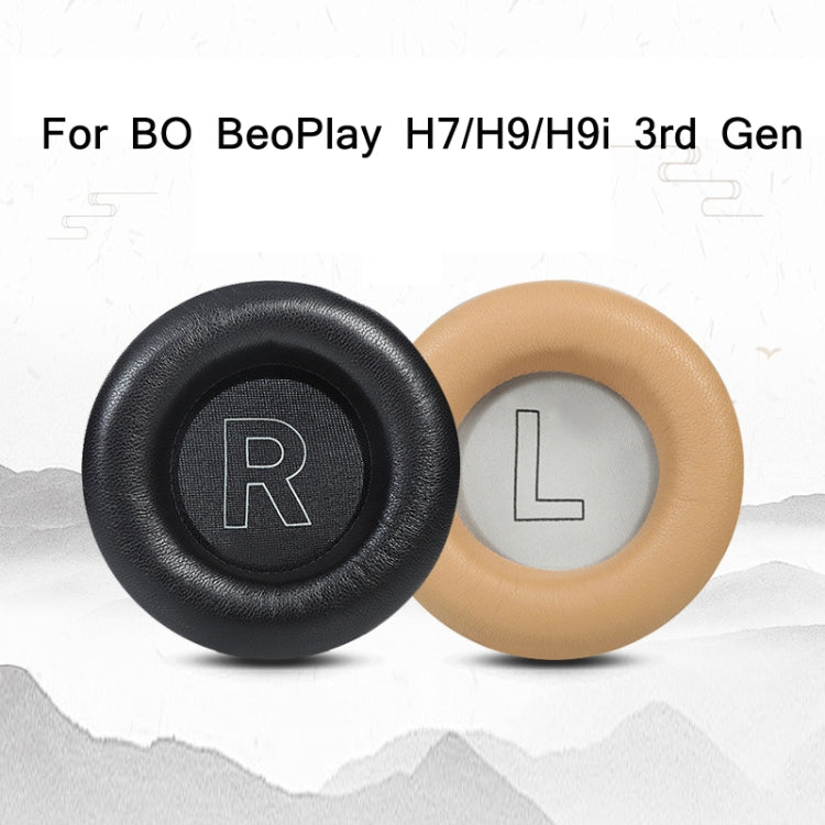 1 Pair Genuine Leather Sponge Earmuffs For BO BeoPlay H7 / H9 / H9i 3rd(Black)