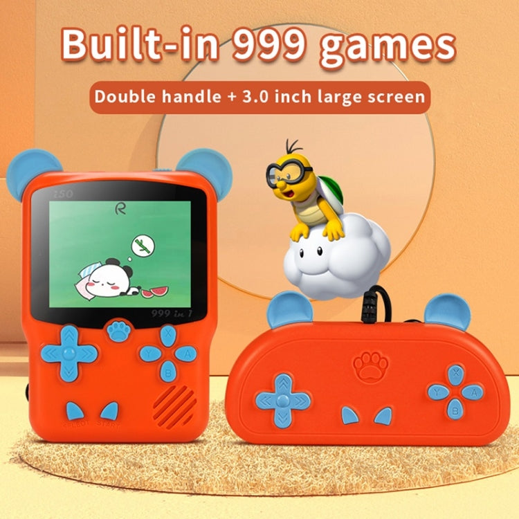I50 999 in 1 Children Cat Ears Handheld Game Console, Style: Doubles (Orange)