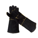 1 Pair Outdoor Garden Cut-Proof Genuine Leather Welding Gloves, Length 40cm(Black)