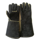 1 Pair Outdoor Garden Cut-Proof Genuine Leather Welding Gloves, Length 40cm(Black)