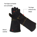 1 Pair Outdoor Garden Cut-Proof Genuine Leather Welding Gloves, Length 40cm(Black)