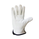 1 Pair Thickened Warm Riding Genuine Leather Gloves, Size: L(White)