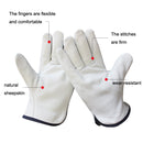 1 Pair Thickened Warm Riding Genuine Leather Gloves, Size: L(White)